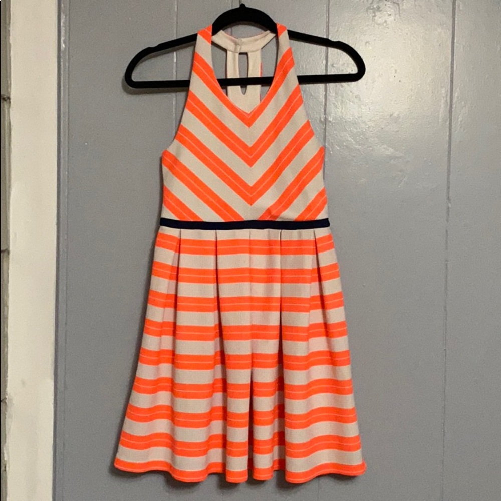 Pink & Violet Orange and White Striped Dress - Picture 1 of 4